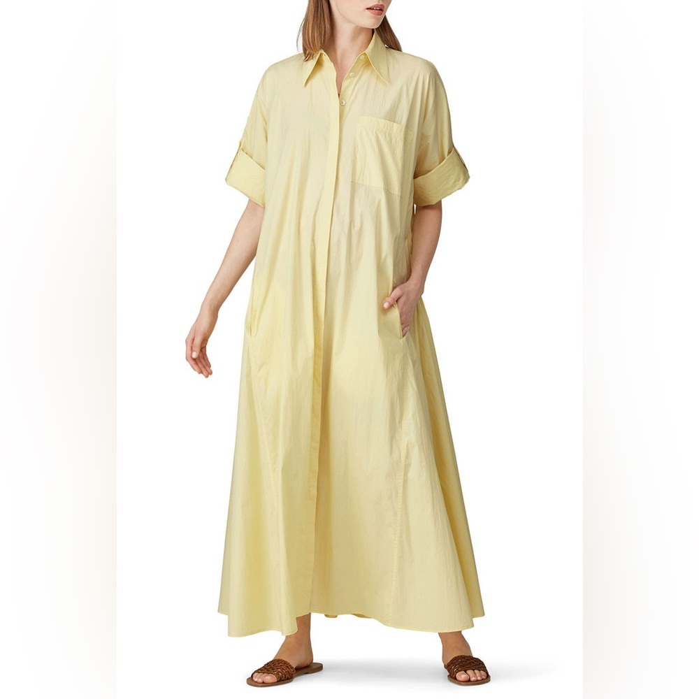 Co Yellow Collared Shirt Maxi Dress Medium